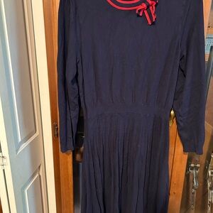 Draper James Navy Dress with Red Bow